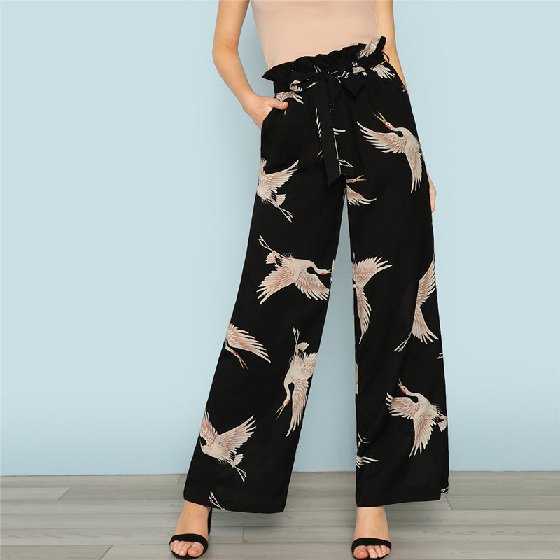 Flamingo Print Wide Pants Flamingo Print Wide Pants