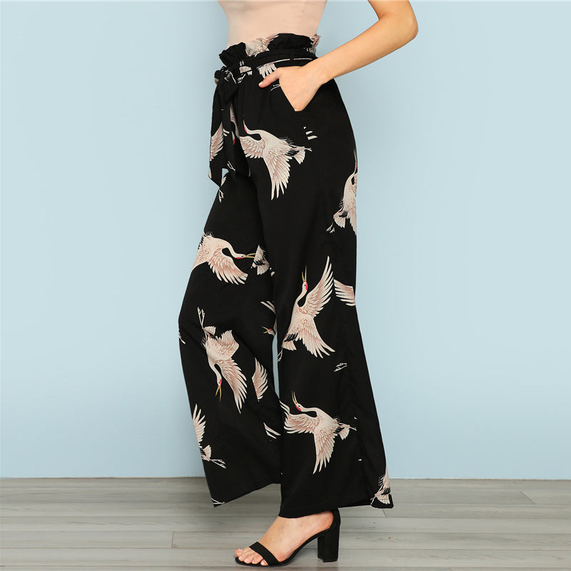 Flamingo Print Wide Pants Flamingo Print Wide Pants