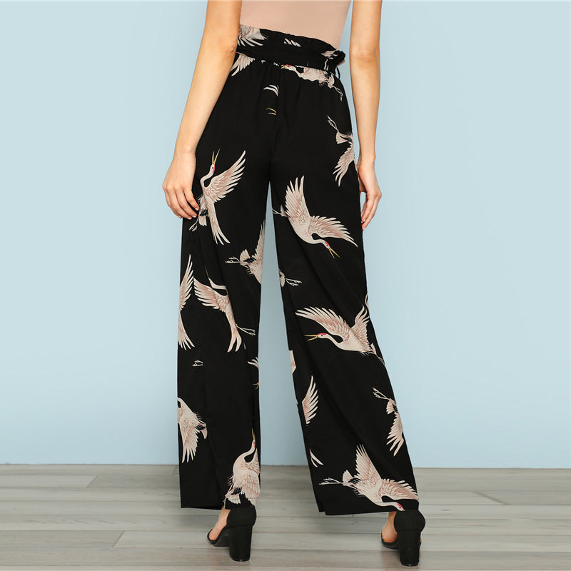 Flamingo Print Wide Pants Flamingo Print Wide Pants