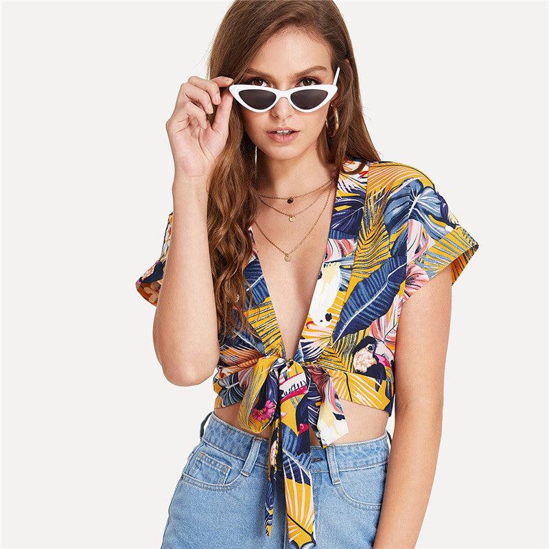 Floral Tropical Crop Top Floral Tropical Crop Top