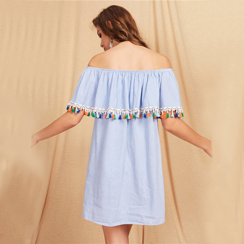 Tassel Trim Shift Dress Tassel Trim Shift Dress
