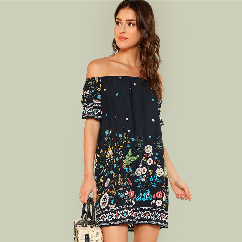 Floral Tribal Print Dress Floral Tribal Print Dress