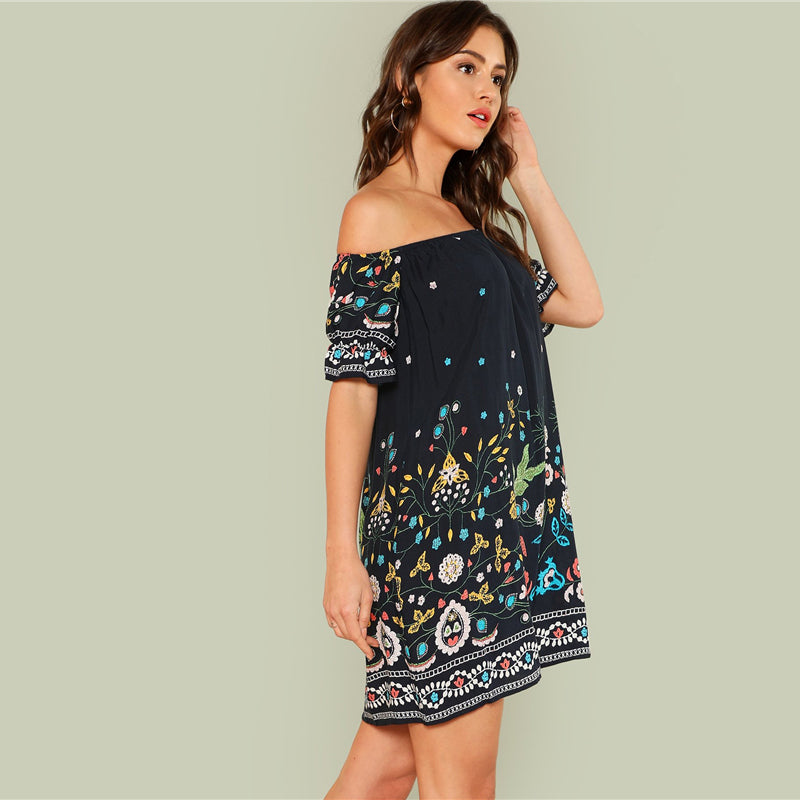 Floral Tribal Print Dress Floral Tribal Print Dress