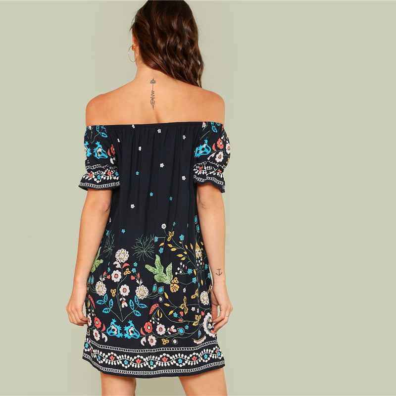 Floral Tribal Print Dress Floral Tribal Print Dress