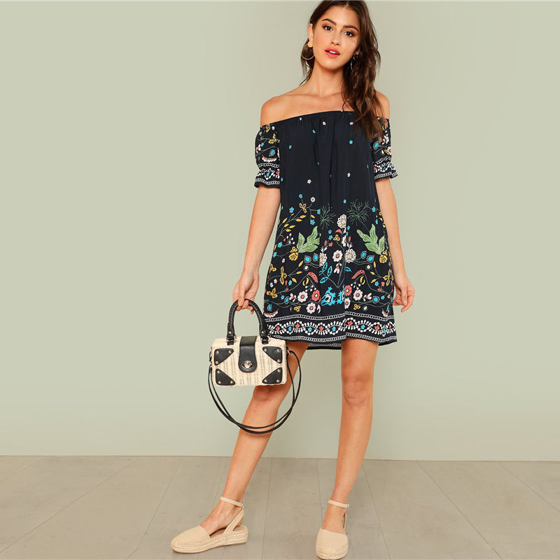 Floral Tribal Print Dress Floral Tribal Print Dress