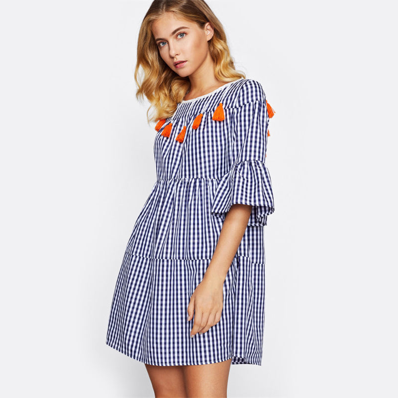 Back Tiered Gingham Dress Back Tiered Gingham Dress