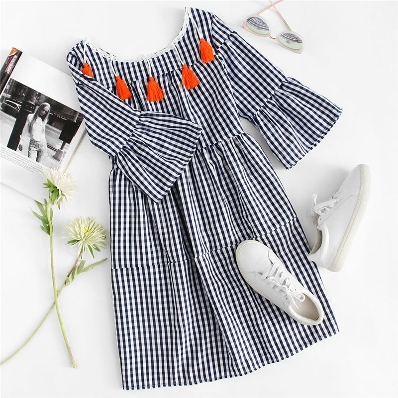 Back Tiered Gingham Dress Back Tiered Gingham Dress