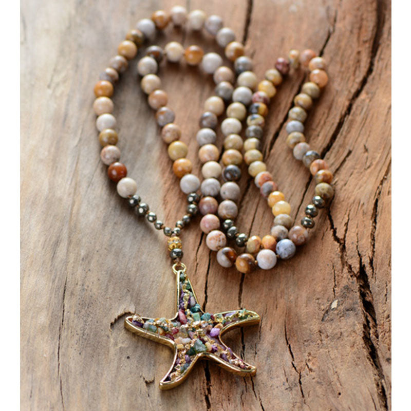 Pyrite Starfish Necklace