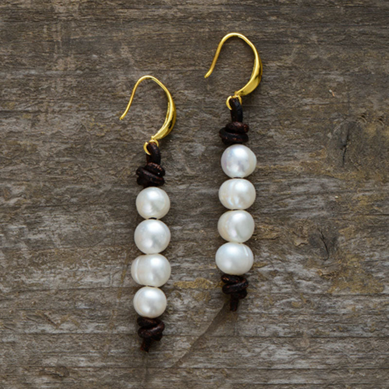 Pearls Leather Earrings