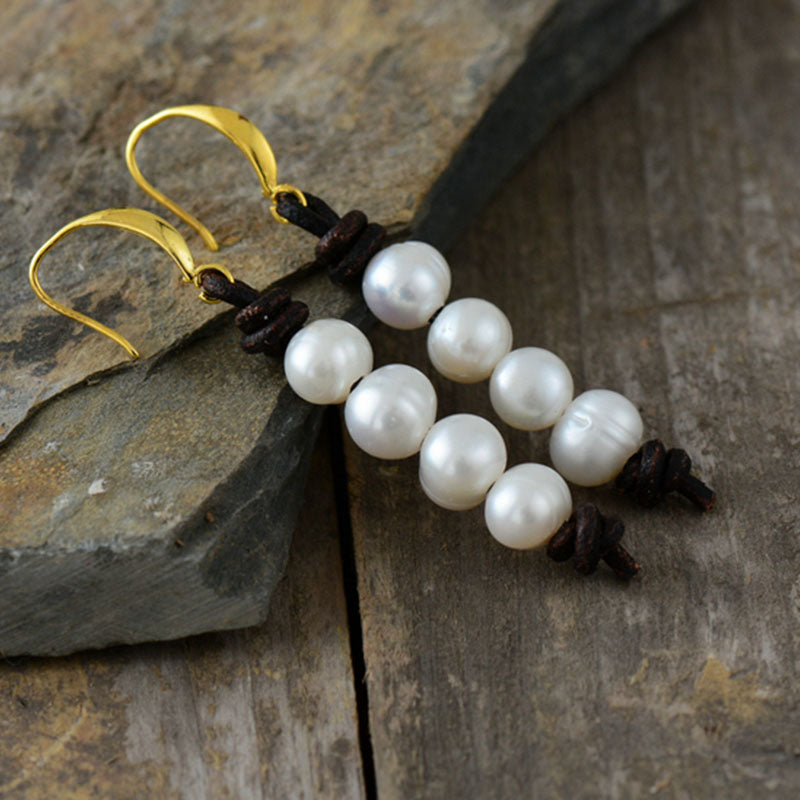 Pearls Leather Earrings