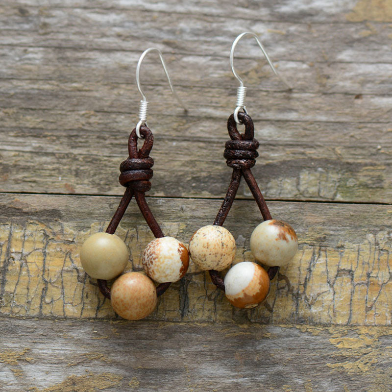 Vintage Leather Dangle Earrings