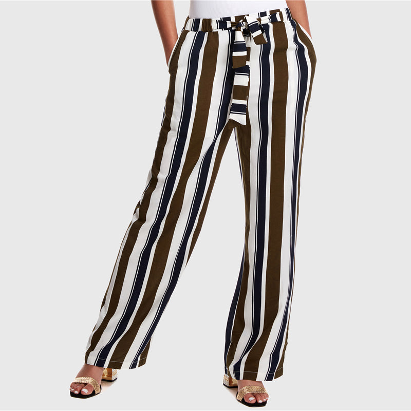 Colorblock Striped Pants