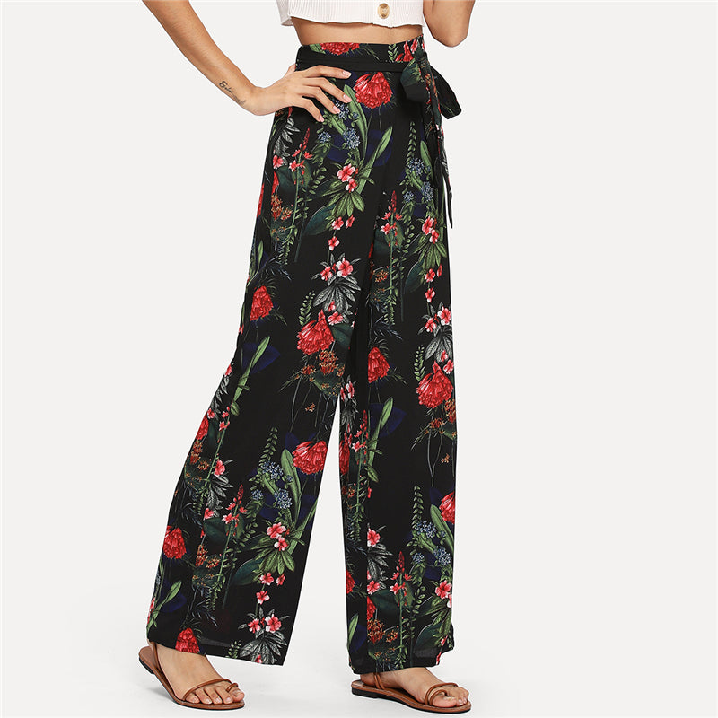 Floral Tropical Wide Leg Pants