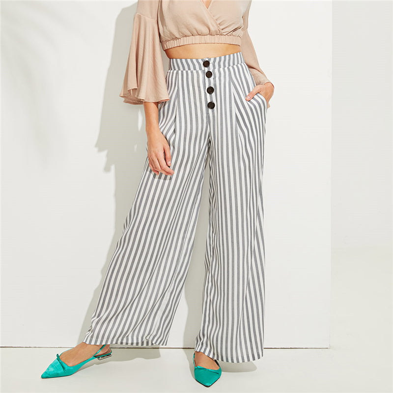 Wide Leg Striped Pants