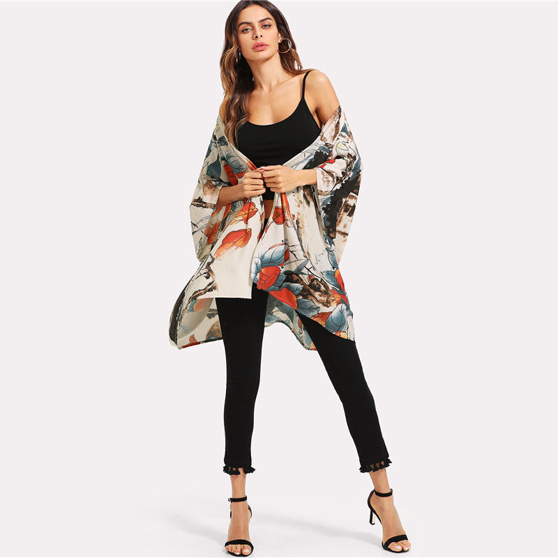 Flower Print Kimono