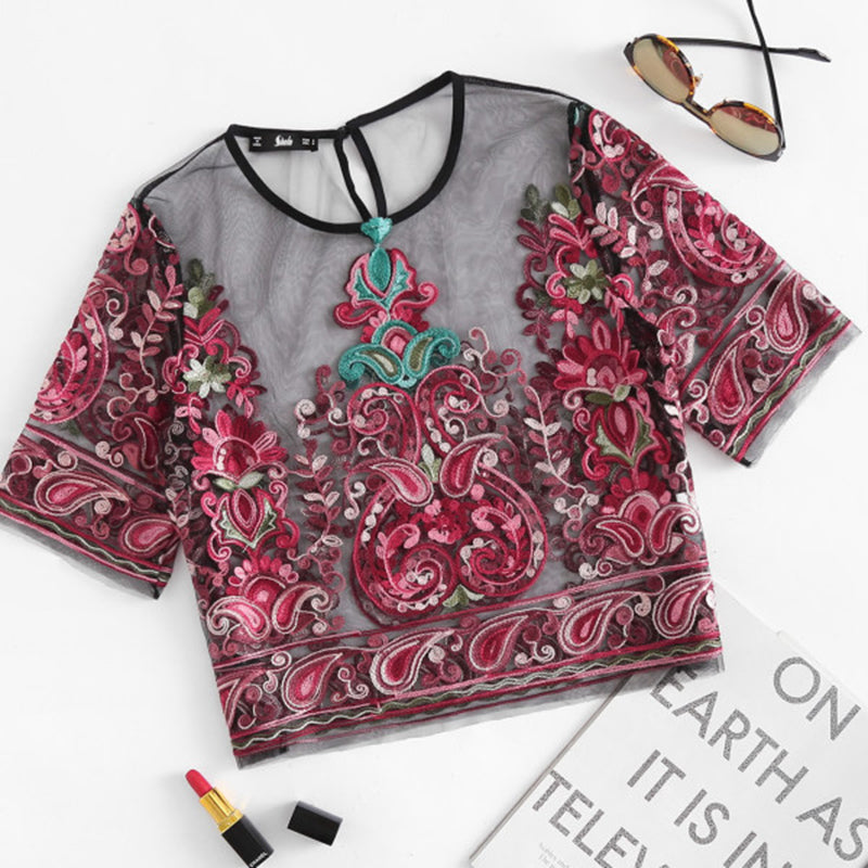 Flower Embroidery Top