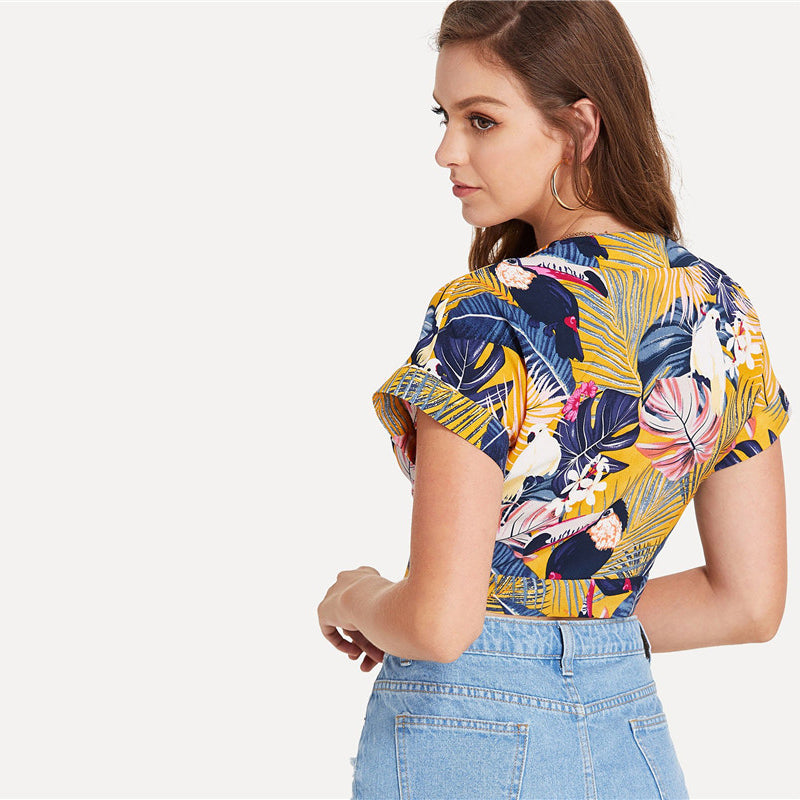 Floral Tropical Crop Top